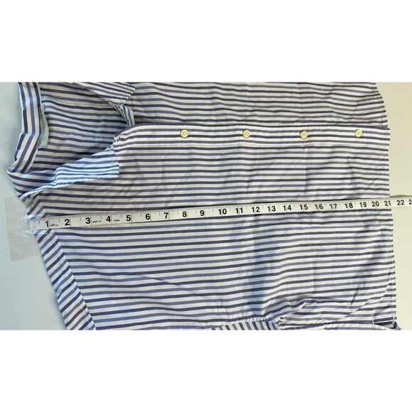 Everlane NWOT Blue White Striped Button-Down Top 3/4 Sleeves Casual Comfort L - Picture 6 of 7